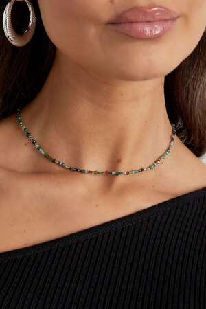 Colorful necklace natural stone - green gold h5 Picture3